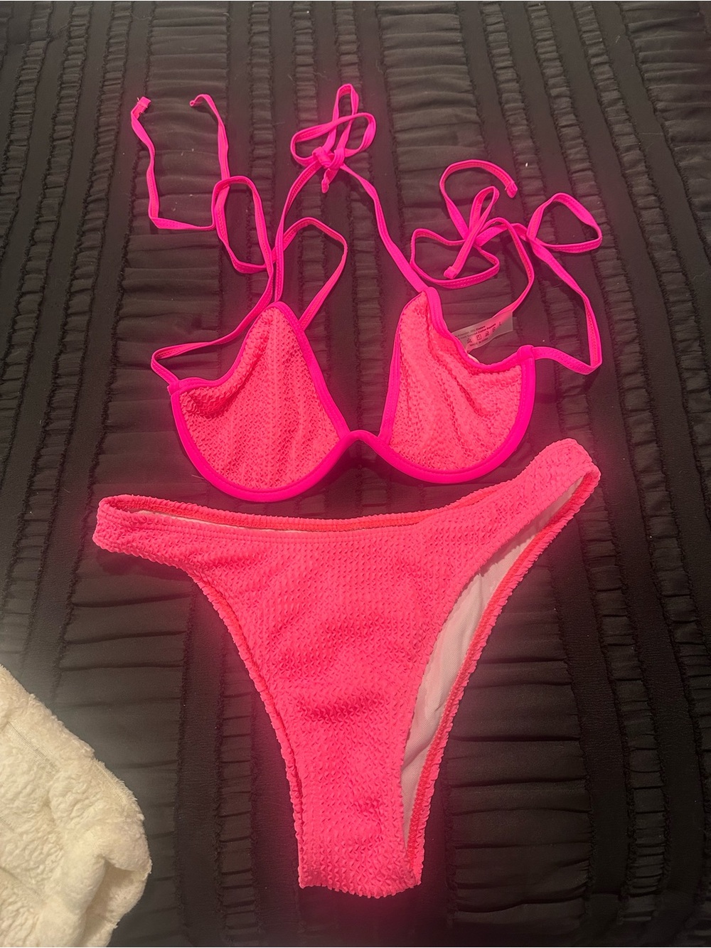 SHEIN Neon Pink Textured Bikini Set